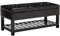 First Hill Damara Wood Storage Ottoman Bench with Open Bottom and Faux-Leather Upholstery, Jet Black