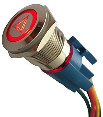 Supmico 12V Rosso lampada leggera auto del corno pulsante interruttore 19 millimetri pericolo di emergenza acciaio inossidabile presa di corrente spina