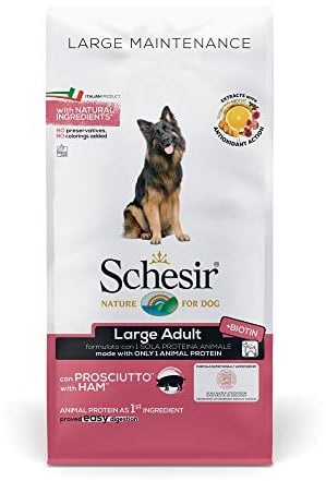Schesir, Cibo Secco per Cani Adulti di Taglia Grande al Gusto Prosciutto, Linea Mantenimento in Crocchette - Formato Sacco da 12Kg