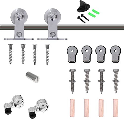 TSMST 5FT/152CM Herraje para Puerta Corredera Kit de Accesorios para Puertas Correderas Acero inoxidable