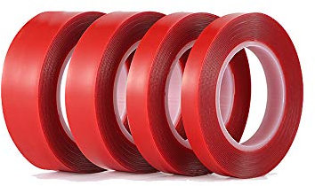 Nastro biadesivo trasparente rosso biadesivo adesivo nastro adesivo impermeabile forte montaggio per decorare la casa ufficio Decorate-4PCS