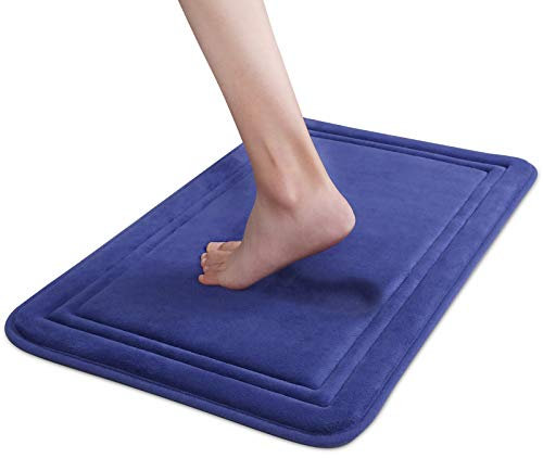 ITSOFT Badematte Memory Schaum; rutschfest, Superweich & Waschbar; Perfekt für Ihr Badezimmer (Blau, 61x41 cm)