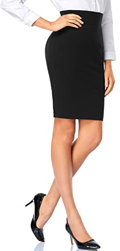 Tapata Damen Ponte Bleistiftrock Dehnbarer Büroarbeitsrock Knielanger Business Bodycon High Waist Wear to Work Rock Rückenschlitz schwarz,X-Large