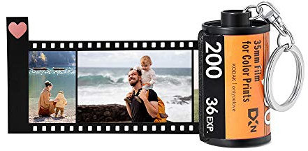 ALBERTBAND Porte-Clés Personnalisables Photo x5/8/10/15/20,Porte-clés Album Photo caméra Film Rouleau,Cadeau d'anniversaire de Noël Rétro pour Papa Maman Amant Ami (FilmRoll-8pcs)