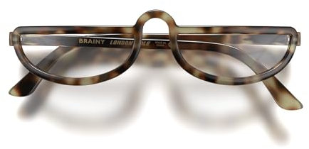 LONDON MOLE Brillen | Brainy Lesebrille | Halbmondbrille | Coole Leser | Herren Damen Unisex | Vollrandbrille | Federscharniere | Blasses Schildpatt | Vergrößerung +1,5