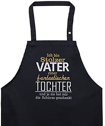 EXPRESS-STICKEREI BBQ Grillschürze - Lustige Kochschürze für Papa - Verstellbare Latzschürze für Männer/Frauen - Küchenschürze mit SpruchIch bin stolzer Vater einer fantastischen Tochter