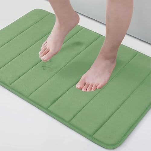 Homaxy Memory Foam Badezimmer Badeteppiche Saugfähige Rutschfester Badvorleger Waschbar Badematte - 41 x 61 cm, Grün