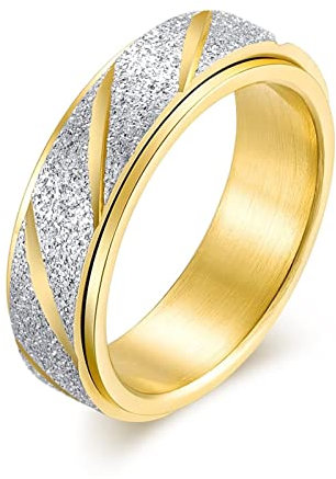 Aotiwe Ringe Eheringe, Umzug Geschenk Freund Schrägstrich Gefrostet Gold 49 (15.6) für Freundschaft Liebe