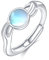 Mondstein Ring Damen 925 Sterling Silber Verstellbar Umarmung Ring mit Regenbogen Mondstein Verlobungsring Damen Frauen 8#