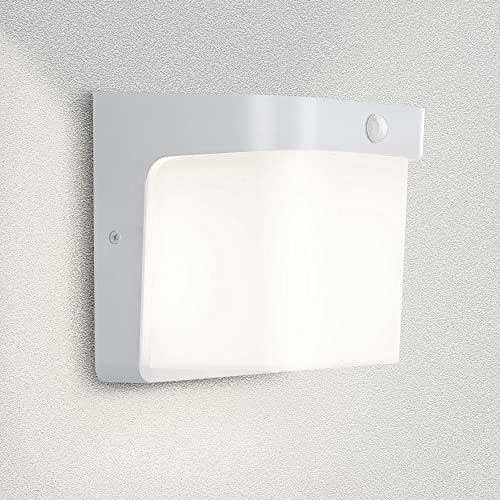 Aussenleuchte Aussenwandleuchte mit Bewegungsmelder Weiß E27 Fassung für LED geeignet Wandlampe 1703A1-WH