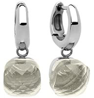 Qudo Firenze Creolen Ohrringe Edelstahl mit farbigen Glaskristallen (white topaz)