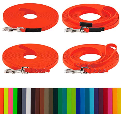 LENNIE 19mm breite Biothane Schleppleine für große Hunde ab 35kg, ohne/mit Handschlaufe, 3m 5m 10m 20m, schmutz-Wasser-abweisend