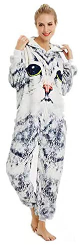 LIAOPUFUS Combinaison de Nuit pour Femme Unisex Animal Costume Cosplay Combinaison Pyjama Polaire ou Déguisement Chaud d'hiver