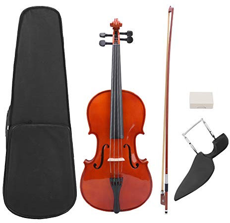 Set Viola da 16 Pollici, Viola in Legno Massello con Ponte in Colofonia con Arco per Studenti Principianti
