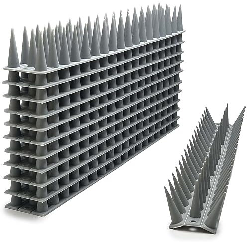 EWENYS Spuntoni per Piccioni Plastica, Dissuasori per Piccioni e Gatti, Scaccia Piccioni da Balcone, Anti Salita per Terrazza Recinzione Trampoline Esterno(Grigio, 4 m)