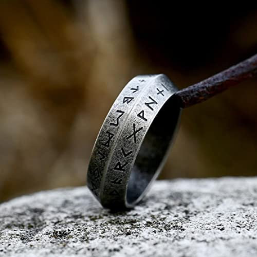 XJruixi Simple Odin Norse Viking Amulet Rune Ring for Men Women 316L Stainless Steel Fashion Words Retro Jewelry Wholesale