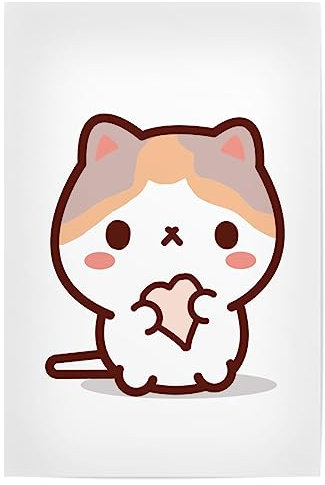 artboxONE Poster 30x20 cm Für Kinder Niedliche Kawaii-Katze - Bild Katzenliebhaber Herzen Katzen