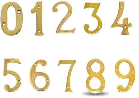 SOLID METAL BRASS HOUSE NUMBERS, Front Door Home 0 1 2 3 4 5 6 7 8 34