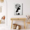 A.S. Création Leinwandbild Frau mit Blumen floral - Kunstdruck schwarz weiß - 50x70 cm Hochformat - moderne Wanddekoration Schlafzimmer Wohnzimmer Küche - Bild auf Keilrahmen