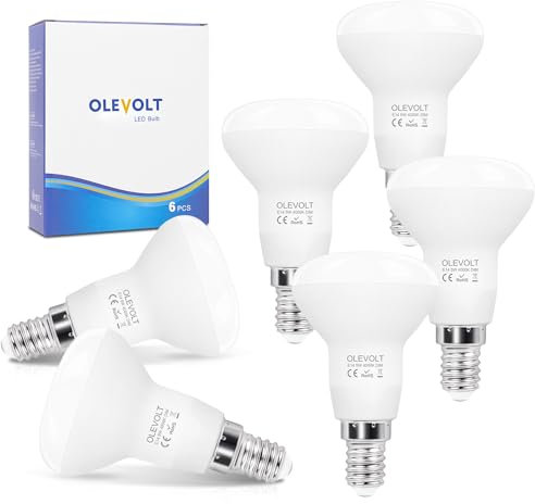 OLEVOLT E14 LED Lampen Dimmbar 4000K, 5W 550 Lumen Glühbirne Entspricht 40W, Strahler Neutralweiß, Reflektorlampe R50 120° Abstrahlwinkel Energiesparlampe, 6 Stück