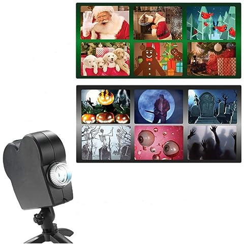 Halloween Holographic Projector, Halloween Window Projector,Christmas Led Holographic Projection Lamp,Built in 12 Movies with A Tripod,for Festival Parties Decoration Projection Lamp Show