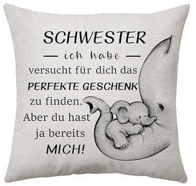Schwester Geschenke von Bruder Kissenbezug Geschenke für Schwester an Weihnachten Geburtstagsgeschenke für Schwester von Schwester Ideen Geschenke für Große Schwester Dekoration 45 x 45 cm (Schwester)