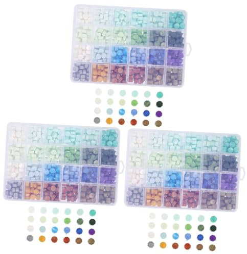 EXCEART Buchstaben-Flash-Karten 3 Schachteln Siegelwachskügelchen Hochzeitsstempel Hochzeitskarten Bunte Umschläge Wachssiegel-Stempelperlen Sechseck-Wachssiegelperlen Wachssiegel