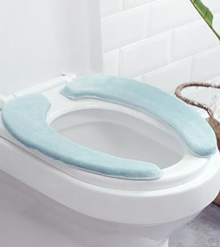shouzhigo Thicken Toilet seat Cover Cushion Pads Warmer Soft and Washable Toilet Seat Cover Pads (blue, L)