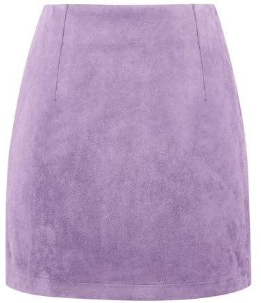 IDEALSANXUN Minigonne da donna a vita alta in lana a matita aderente, Suede Viola Chiaro, M