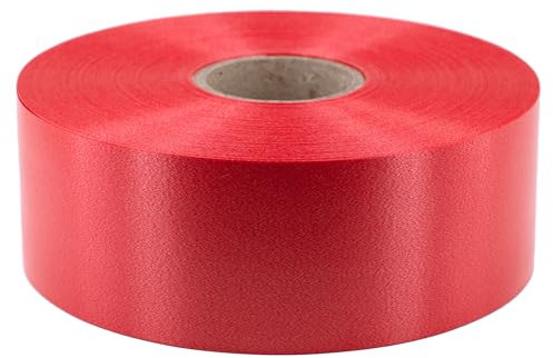 Star Geschenkband Ringelband 50mm x 100m wasserfest - 30 Farben in 5/10/19/31/50mm - Dekoband aus Kunststoff - Polyband Schleifenband zum Basteln von Weihnachtssternen & Autoschleifen - Rot