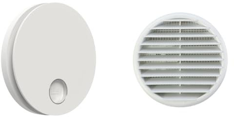 plikc - Kit aspiratore da parete ad aspirazione assiale serie Ario con speciale membrana in Mylar anti ritorno dell'aria esterna - 100% MADE IN ITALY + Griglia da muro (Foro Ø 118, Bianco)