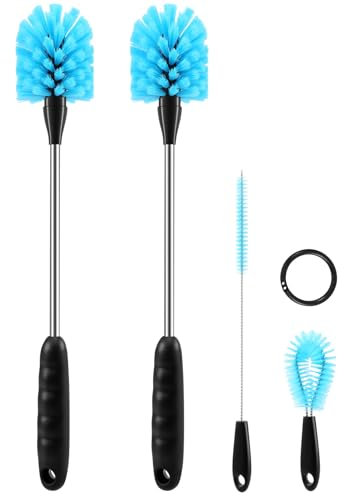 NIZEAMI 4 Pack Bottle Brush Set Long Handle Bottle Cleaner Brush Cleaning Brushes for Narrow Cup, Water Bottle, Sport Bottles, Mugs, Straws