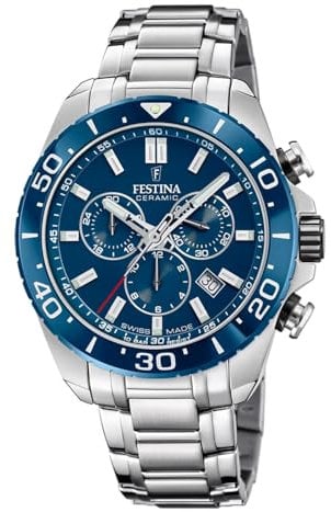 Festina Swiss Made Herren Uhr Edelstahl Armband