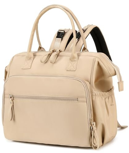 LORADI Wickeltasche mit großem Fassungsvermögen, wasserabweisendes Nylon, 3-Wege-Reiserucksack und Schultertasche mit Anti-Diebstahl-Taschen (Beige)