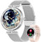 Fitonme Smartwatch Damen mit Telefonfunktion, 1,19 Zoll AMOLED Display, IP68 Wasserdicht Sportuhr Armbanduhr mit Schlafmonitor Pulsuhr SpO2 Blutdruckmessung Schrittzähler für Android iOS Silber