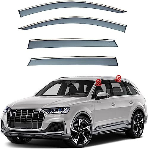 WCSMHYW Set mit 4 Windabweisern für Audi Q7 MK2/4M 2016-2020 2021 2022 2023, Vorne Hinten Autofenster Regenschutz Regenabweiser Windschutz Sonnenblende Auto Zubehör