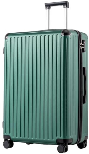COOLIFE Koffer Trolley-Koffer Hartschalen-Koffer Rollkoffer Reisekoffervon ABS-Material mit TSA-Schloss Teleskopgriff und 4 Zwillingsrollen (Dunkelgrün, Großer Koffer)