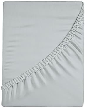 Lenzuolo Sotto Con Angoli Per Letto Singolo, Lenzuolo Sotto Con Angoli Tinta Unita, Elasticizzato sui 4 Lati, 100% Jersey di Cotone, 80/90x190/200 cm, Grigio