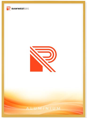 RAWWEST.BIS Alu Bilderrahmen 70x100cm Plakatrahmen, Alurahmen mit Plexi-Antireflex Rahmen aus Aluminium für Bilder Poster Fotos und für Puzzle, Posterrahmen - Fotorahmen, Gold