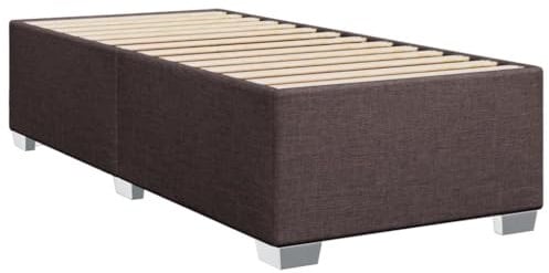 vidaXL Bettgestell, Bett mit Bettfüße Lattenrost, Polsterbett für Schlafzimmer, Einzelbett Bettrahmen, Modern, Dunkelbraun 90x200cm Stoff