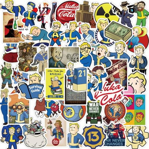 SGACMTIF 100pcs Cartoon Fall-out Stickers for Laptop and Water Bottle, Fall-out Games Cartoon Doodle Stickers, Cool Game Vinyl Decal for Teens