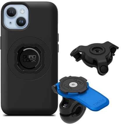 QUAD LOCK Spiegel Handyhalterung für Motorrad mit Vibrationsdämpfer und MAG Hülle für iPhone 14