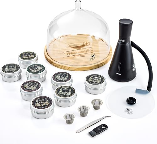Elegant Cocktail Smoker Kit - Complete Whiskey Drink Smoking Gun with 8 Flavors of Wood Chips, Dome, and Accessories, Adds Flavor to Food and Drinks, Infuser Kit for Indoor Outdoor Use