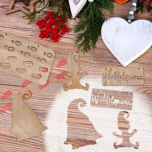 May Huang Wichtelschablone Fußabdrücke 4 Stück Wichteltür Zubehör Wichtel Zubehör Weihnachten Wichtel Schablone Weihnachtswichtel Wichtelhaus Wichteltüre Zubehör Holz Fußabdruck Schablonen (4 Stück)