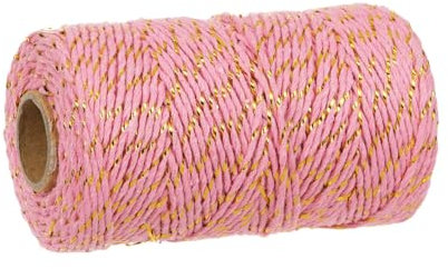 Cuerda de algodón de 2 mm x 100 m para cocina, hornear, carnicería, manualidades, envoltura, jardinería (rosa)