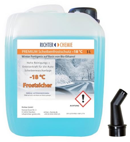 Richter Chemie | Premium Scheibenfrostschutz | -18°C | Gebrauchsfertig | 5 Liter | Auto Scheibenwaschanlage | Citrus Duft