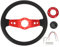 Volante per Auto da 13 Pollici Volante Sportivo da Corsa PU Look Elegante Resistente Agli Urti Presa Migliorata Facile Installazione Volante da Corsa per Veicolo (rosso)