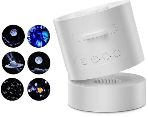 Planet Projector for Bedroom,Ceiling Night Light Projector with Bluetooth Speaker,White Noise,Timer,Rechargeable Star Mood Light with 6 Discs for Adults Kids,Party,Gift