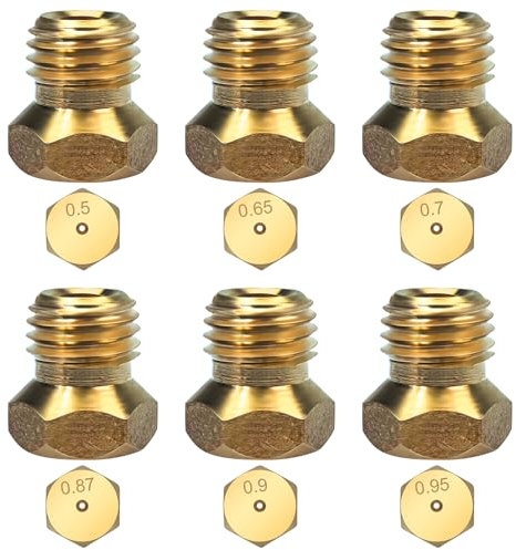 6Pcs Gicleur gaz Butane Universels pour plaque de cuisson au gaz naturel GPL, jets, buses et injecteurs (0.5-0.65-0.7-0.87-0.9-0.95)