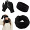 EUIEUT Winter Schal Stirnband und Handschuhe Set für Damen Touchscreen Handschuhe Schlauchschal Winterschal Warme Stirn Band Strickschal Winter Haarband damen Winterhandschuhen Winterzubehör Geschenk